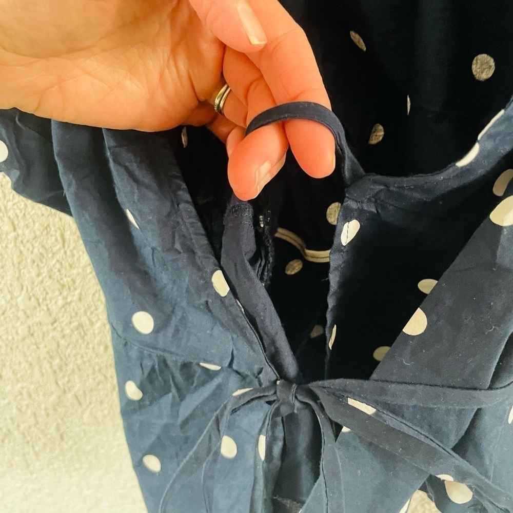 Navy Polkadot Puff Sleeve Wrap Top - Picture 4 of 11